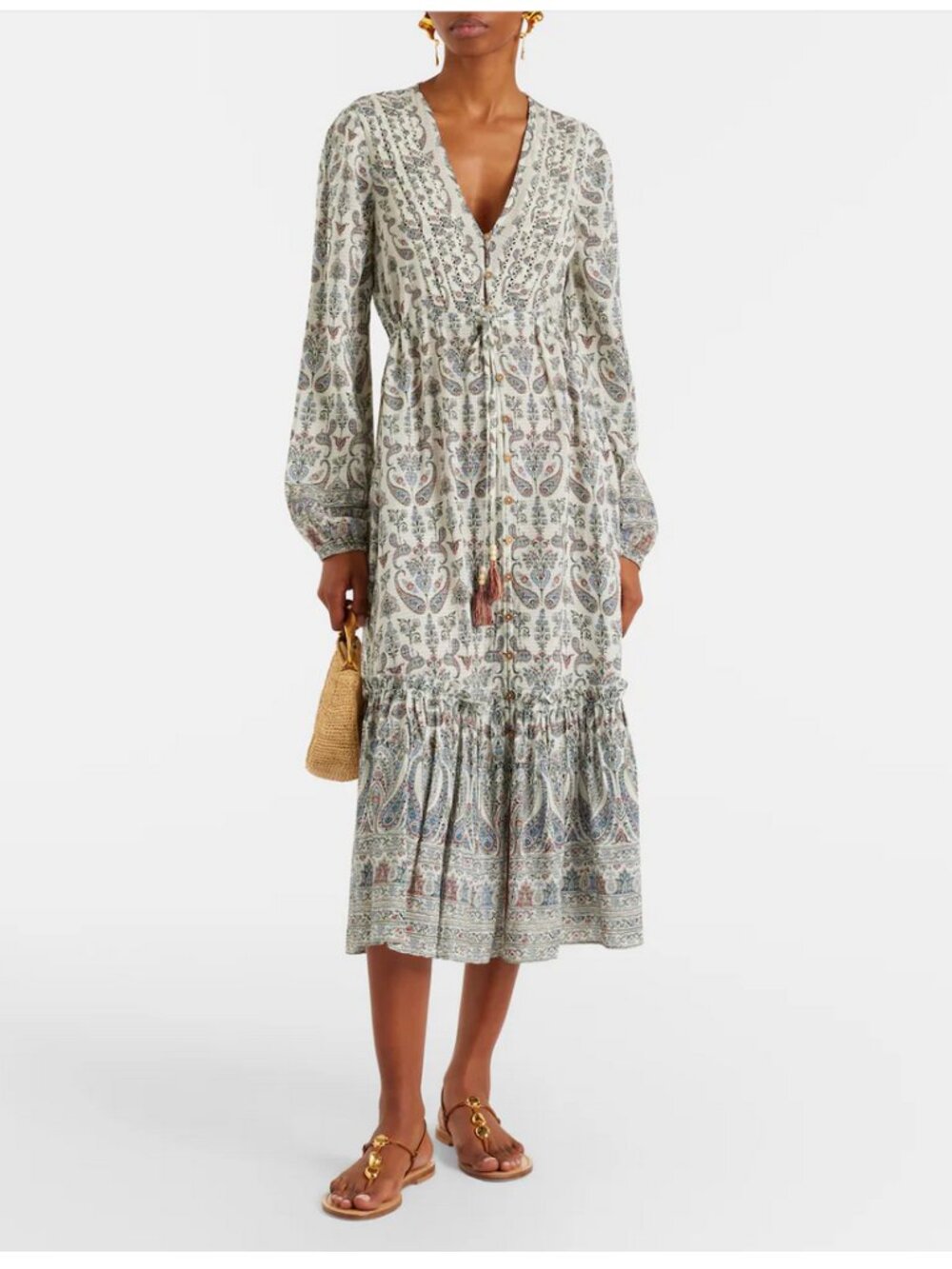 Veronica Beard Vani paisley ruffled midi dress, Size 8